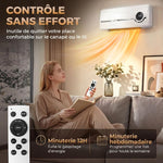 1000/2000W ceramic wall heater, electric radiator, fan, thermostat, timer, 50x18.6x12.9cm, white