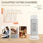 2000W ceramic space heater, electric fan heater with 4 modes, adjustable thermostat, 20x20x49cm, white