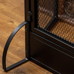 Fireplace spark screen, fire guard, safety barrier with 3 folding panels and door, 120 x 79 cm