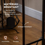 Fireplace spark screen, fire guard, safety barrier with 3 folding panels and door, 120 x 79 cm