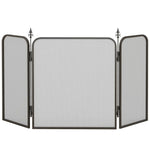 3-panel folding fireplace screen, spark guard, black metal mesh fireplace safety screen