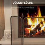 3-panel folding fireplace screen, spark guard, black metal mesh fireplace safety screen