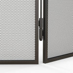 3-panel folding fireplace screen, spark guard, black metal mesh fireplace safety screen