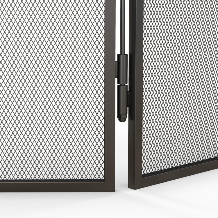 3-panel folding fireplace screen, spark guard, black metal mesh fireplace safety screen