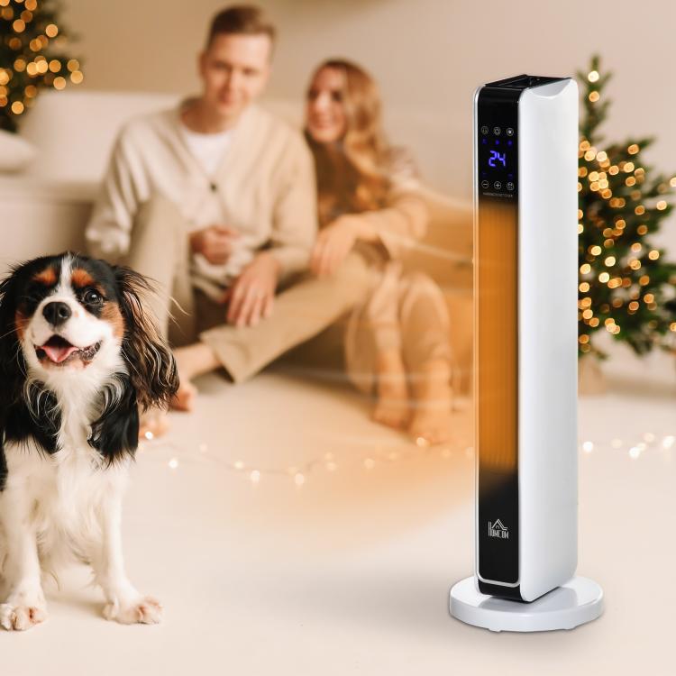 Oscillating electric fan heater 1100/2200 W, PTC ceramic, remote control included, 8-hour timer, 21 x 21 x 73 cm