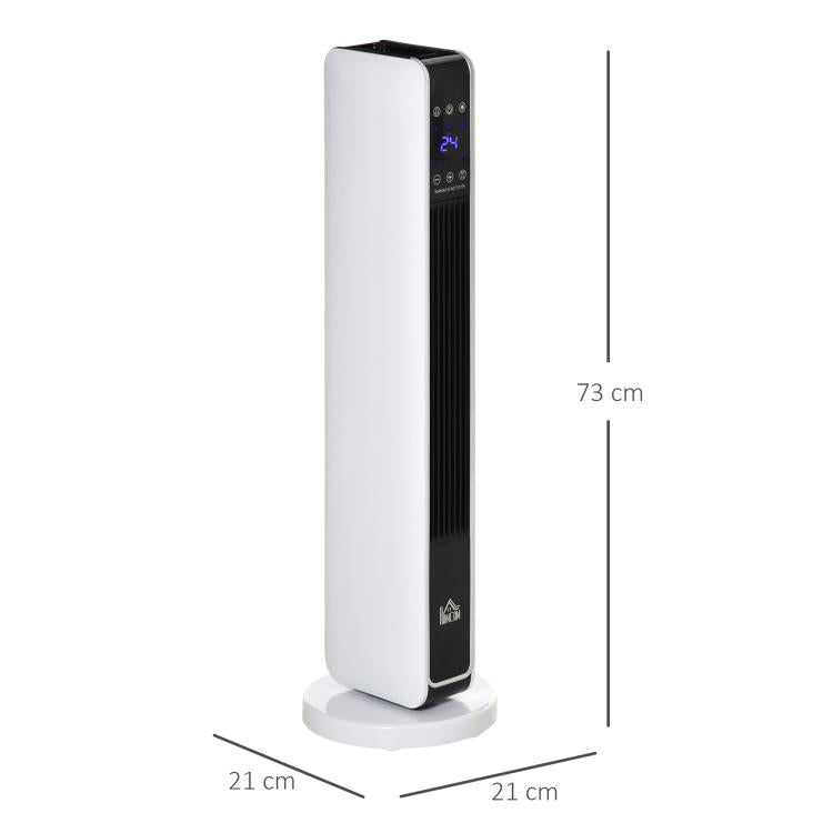Oscillating electric fan heater 1100/2200 W, PTC ceramic, remote control included, 8-hour timer, 21 x 21 x 73 cm