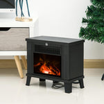 Decorative fireplace with flame effect and overheat protection for 13–18 square meter rooms, 34x17x31 cm, black.