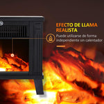 Decorative fireplace with flame effect and overheat protection for 13–18 square meter rooms, 34x17x31 cm, black.