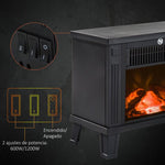 Decorative fireplace with flame effect and overheat protection for 13–18 square meter rooms, 34x17x31 cm, black.
