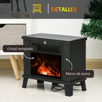 Decorative fireplace with flame effect and overheat protection for 13–18 square meter rooms, 34x17x31 cm, black.