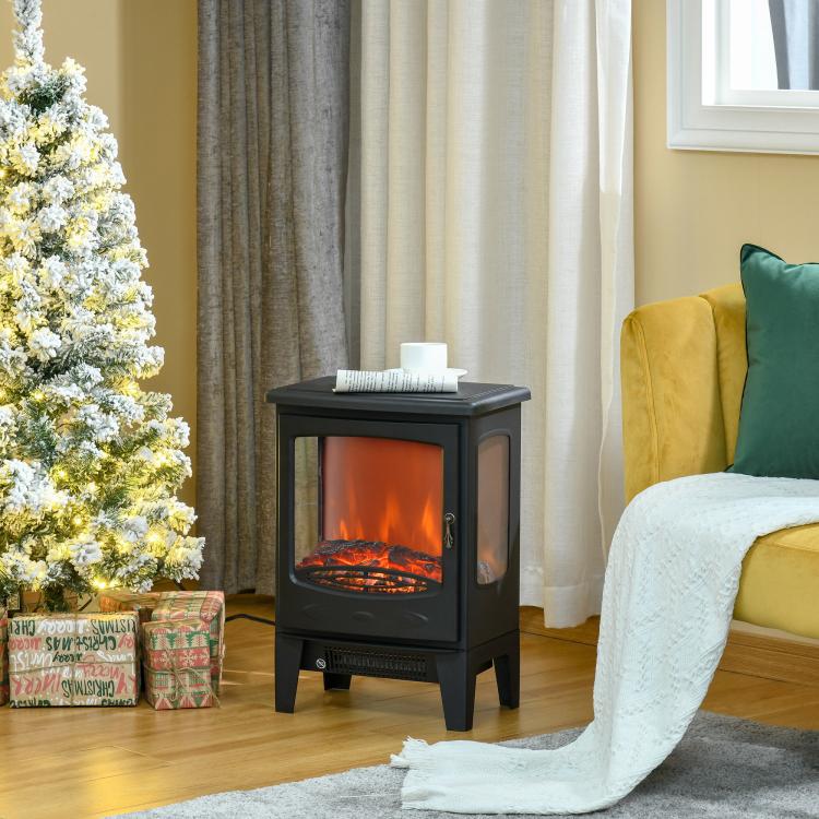 Electric fireplace with heater, 1800 W electric fireplace with LED flame effect