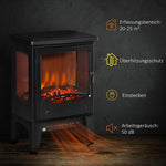 Electric fireplace with heater, 1800 W electric fireplace with LED flame effect