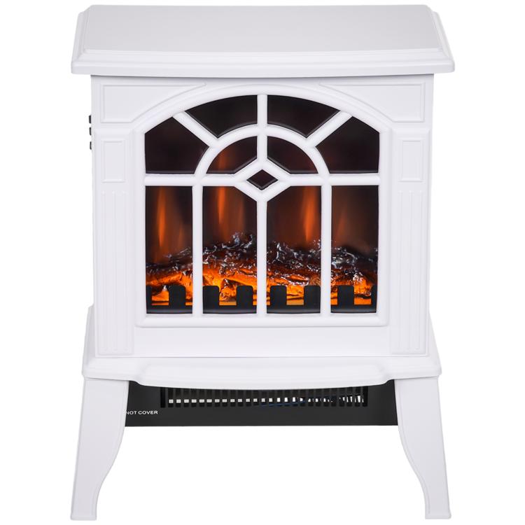 Decorative Fireplace 1000 W/2000 W with Adjustable Temperature and LED Flames for 15–20 m2 – 36.5 x 24 x 46 cm – White