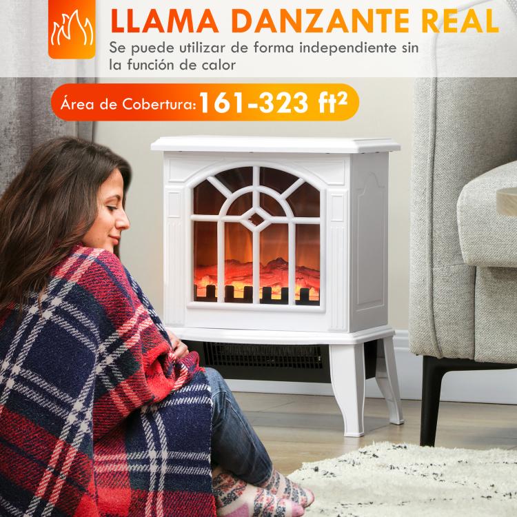 Decorative Fireplace 1000 W/2000 W with Adjustable Temperature and LED Flames for 15–20 m2 – 36.5 x 24 x 46 cm – White