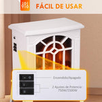 Decorative Fireplace 1000 W/2000 W with Adjustable Temperature and LED Flames for 15–20 m2 – 36.5 x 24 x 46 cm – White