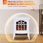 Decorative Fireplace 1000 W/2000 W with Adjustable Temperature and LED Flames for 15–20 m2 – 36.5 x 24 x 46 cm – White