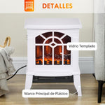 Decorative Fireplace 1000 W/2000 W with Adjustable Temperature and LED Flames for 15–20 m2 – 36.5 x 24 x 46 cm – White