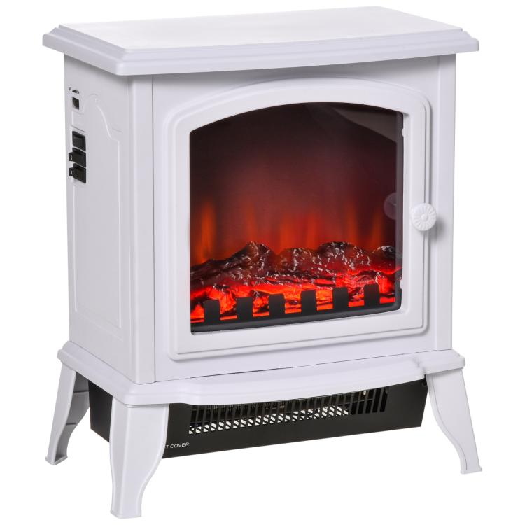 Decorative fireplace with adjustable thermostat and overheat protection for 20–25 m2 rooms, 36.5 x 24 x 45.5 cm, white.