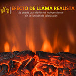 Decorative fireplace with adjustable thermostat and overheat protection for 20–25 m2 rooms, 36.5 x 24 x 45.5 cm, white.