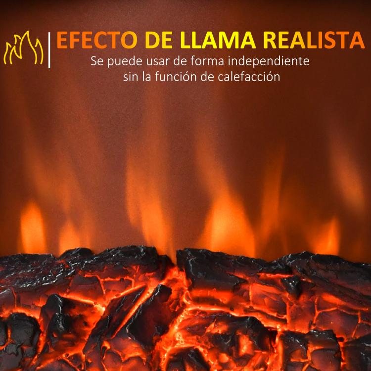 Decorative fireplace with adjustable thermostat and overheat protection for 20–25 m2 rooms, 36.5 x 24 x 45.5 cm, white.
