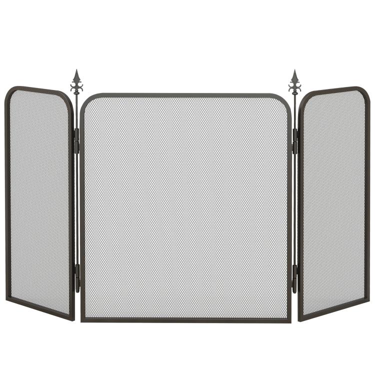 Folding metal fireplace spark guard, 96 x 1.3 x 56 cm, black