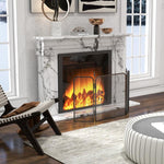 Folding metal fireplace spark guard, 96 x 1.3 x 56 cm, black