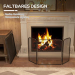 Folding metal fireplace spark guard, 96 x 1.3 x 56 cm, black
