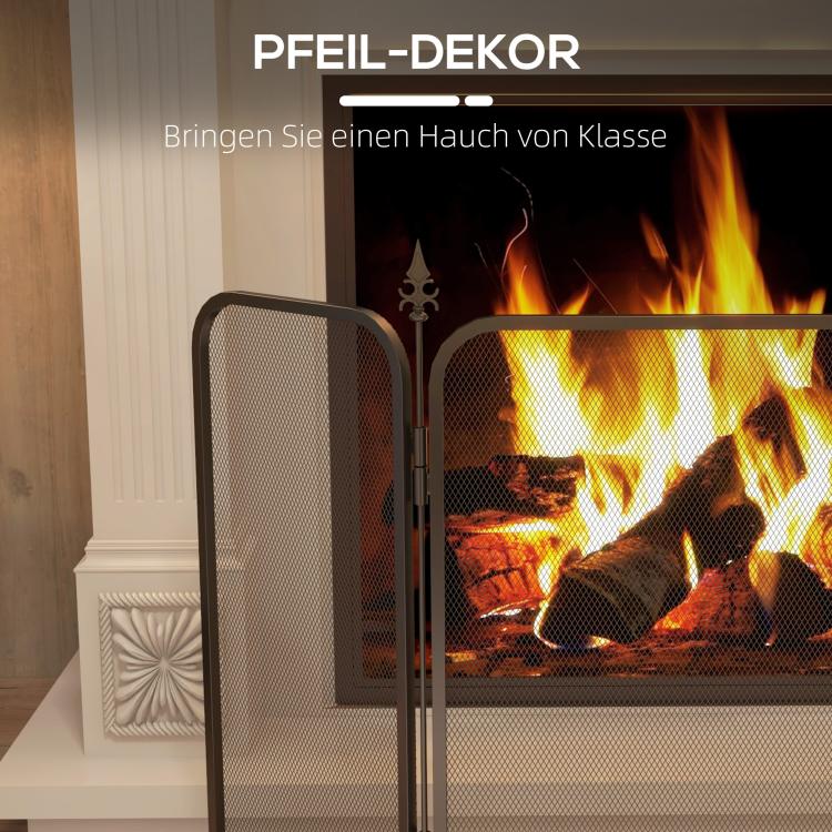 Folding metal fireplace spark guard, 96 x 1.3 x 56 cm, black