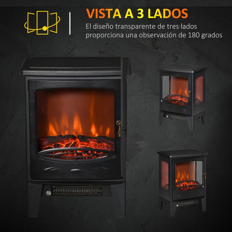 900W/1800W Electric Fireplace with Flame Effect, Adjustable Temperature, and Overheat Protection – Black