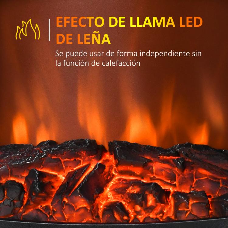 900W/1800W Electric Fireplace with Flame Effect, Adjustable Temperature, and Overheat Protection – Black