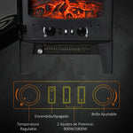 900W/1800W Electric Fireplace with Flame Effect, Adjustable Temperature, and Overheat Protection – Black