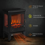 900W/1800W Electric Fireplace with Flame Effect, Adjustable Temperature, and Overheat Protection – Black