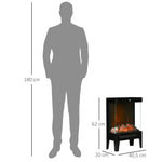Electric fireplace, 2000 W, freestanding fireplace with heater and LED 3D flame effect, 4 brightness levels, electric fireplace with thermostat, overheat protection, black