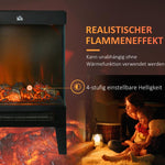 Electric fireplace, 2000 W, freestanding fireplace with heater and LED 3D flame effect, 4 brightness levels, electric fireplace with thermostat, overheat protection, black