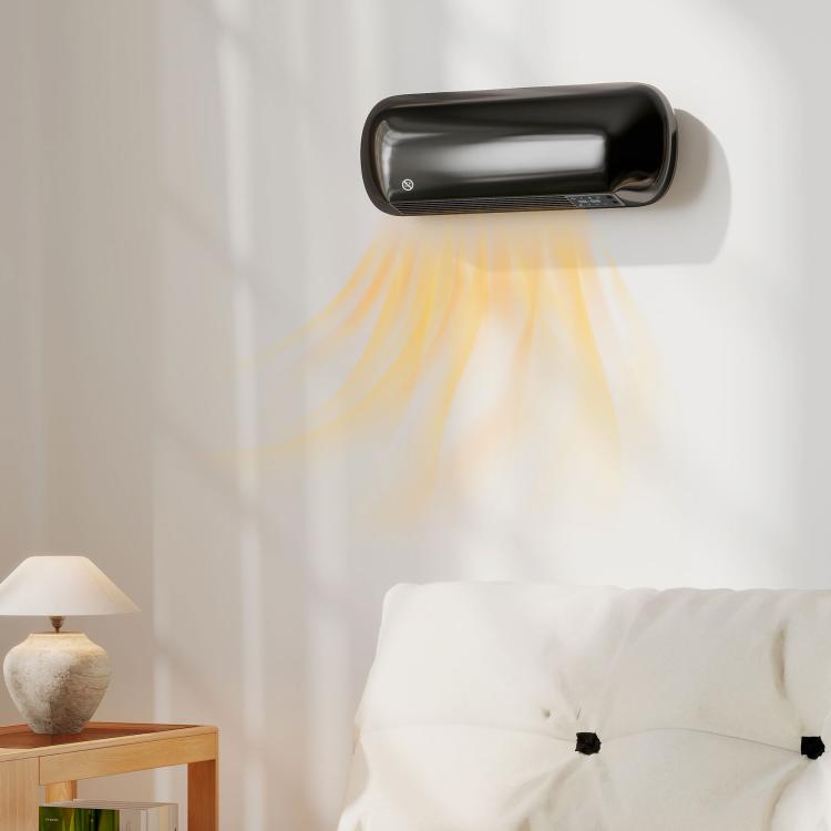 2000W Wall-Mounted Electric Heater with 3 Modes, LED Display, Thermostat, Timer, and Oscillation – Black