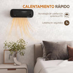 2000W Wall-Mounted Electric Heater with 3 Modes, LED Display, Thermostat, Timer, and Oscillation – Black