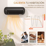 2000W Wall-Mounted Electric Heater with 3 Modes, LED Display, Thermostat, Timer, and Oscillation – Black