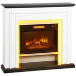 1800W electric fireplace, decorative faux fireplace with RGB LED lights, flame effect, mantel, 105 x 27 x 97 cm, black