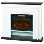 1800W electric fireplace, decorative faux fireplace with RGB LED lights, flame effect, mantel, 105 x 27 x 97 cm, black