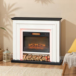 1800W electric fireplace, decorative faux fireplace with RGB LED lights, flame effect, mantel, 105 x 27 x 97 cm, black