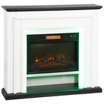 1800W electric fireplace, decorative faux fireplace with RGB LED lights, flame effect, mantel, 105 x 27 x 97 cm, black