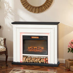 1800W electric fireplace, decorative faux fireplace with RGB LED lights, flame effect, mantel, 105 x 27 x 97 cm, black