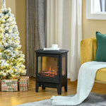 Neo-retro style electric stove fireplace, 900–1800 W, LED flame simulation with adjustable brightness, steel and ABS, black.