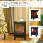 Neo-retro style electric stove fireplace, 900–1800 W, LED flame simulation with adjustable brightness, steel and ABS, black.
