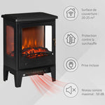 Neo-retro style electric stove fireplace, 900–1800 W, LED flame simulation with adjustable brightness, steel and ABS, black.