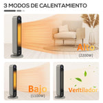 1100/2200W Ceramic Tower Heater with Remote, LED Display, Timer, and Oscillation –  Diameter25 x 73.5 cm – Silver and Black