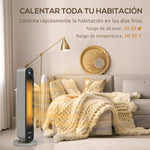 1100/2200W Ceramic Tower Heater with Remote, LED Display, Timer, and Oscillation –  Diameter25 x 73.5 cm – Silver and Black