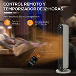 1100/2200W Ceramic Tower Heater with Remote, LED Display, Timer, and Oscillation –  Diameter25 x 73.5 cm – Silver and Black