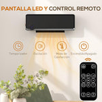 1000W/2000W Wall-Mounted Electric Heater with LED Display, IPX2 Rating, and Remote Control – Black (56 x 11.7 x 18.5 cm)