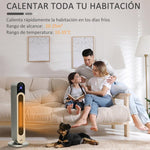 1100/2200W Ceramic Tower Heater with Remote Control, LED Display, Timer, and Oscillation –  Diameter25 x 73.5 cm – Silver